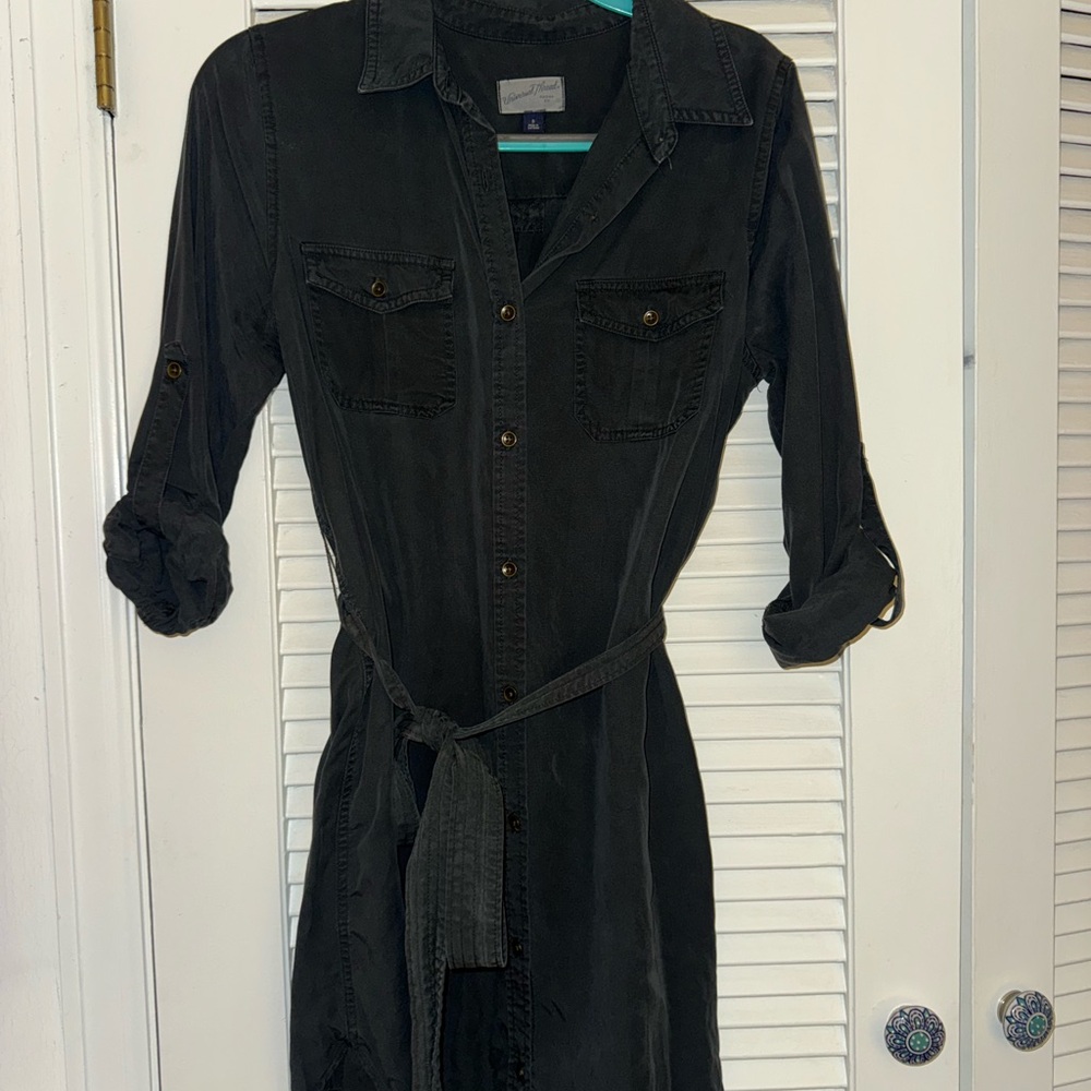 Black Button-Up Shirt Dress